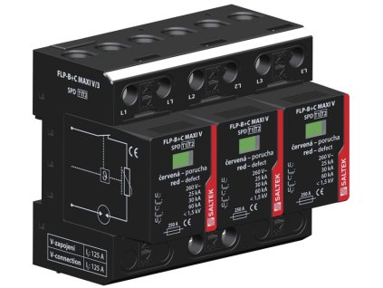 Prepäťová ochrana Saltek FLP-BC-MAXI V/3 typ 1+2 pre sieť TN-C s vymeniteľnými modulmi