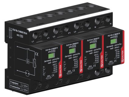 Kombinovaný zvodič prepätia Saltek FLP-B+C MAXI VS/4 pre sieť TN-S s diaľkovou signalizáci