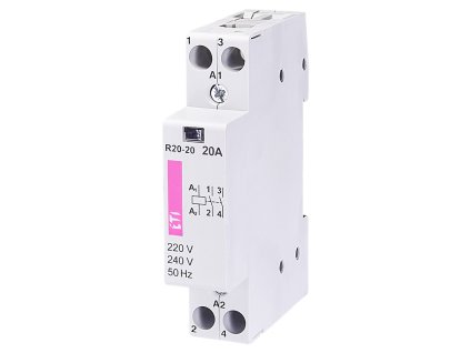 Modulárny stýkač ETI R 20-20 230V AC s 2 spínacími kontaktmi 1-modulový