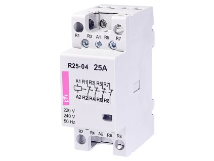 Modulárny stýkač ETI R 25-04 230V AC so 4 rozpínacími kontaktmi