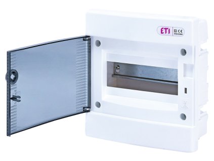 Rozvodnica pod omietku ETI DIDO-E ECM8PT s priehľadnými dvierkami pre 8 modulov