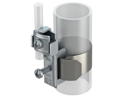 Nerezová pásková uzemňovacia objímka OBO Bettermann 927 2 pre rúry do 114 mm