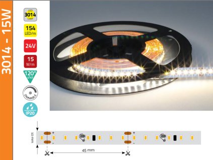 LED pás profi 3014 SMD 15W/m-WW-24V