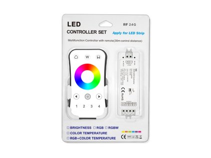 Ovládač LED RGB - sada - Ovládač R8 + Príjmač V3, 12-24V, 4/3 zóny, 8A, biela