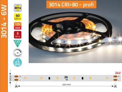 LED pás profi 3014 SMD 6W/m-NW-24V