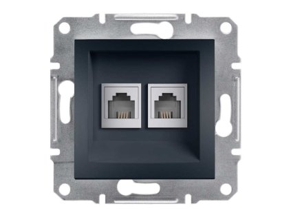 Asfora EPH4200171 - zásuvka telefónna 2xRJ11 - Cat.3 UTP - 4-pin - antracit