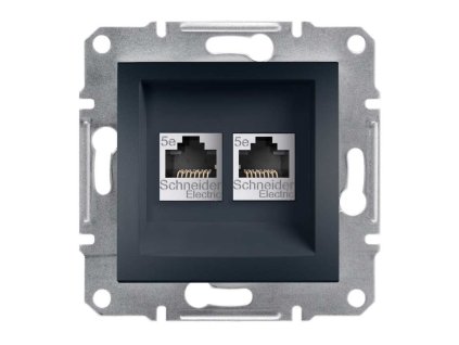 Asfora EPH4400171 - zásuvka dátová 2xRJ45 - Cat.5e UTP - antracit