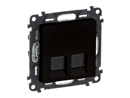 Čierna matná dvojnásobná dátová zásuvka RJ45 Cat.5e FTP Legrand Valena Life