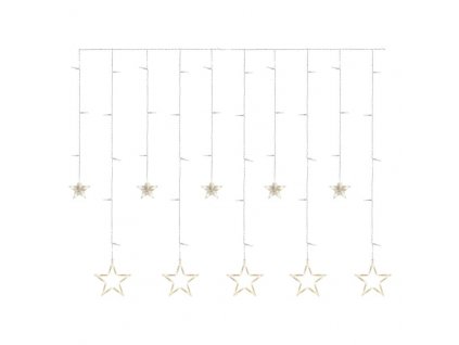 LED vianočný záves – hviezdy, 185x105 cm, vnútorný, teplá biela - DCGW12