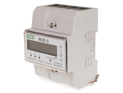 Digitálny trojfázový elektromer WZE-3 MID 80A na DIN lištu s LCD
