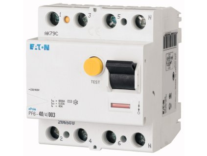 Prúdový chránič  PF6 - 4pól/40A/30mA/AC/6kA - 286508