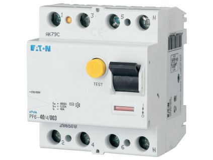 Prúdový chránič Eaton PF6 63 A 30 mA typ A 4-pólový na DIN lištu