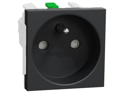 Unica - NU305954E - Zásuvka 250V/16A 2P+E, clonky, bezskrútková, Antracit
