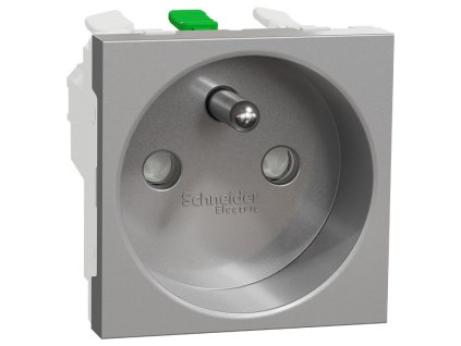 Unica - NU305930E - Zásuvka 250V/16A 2P+E, clonky, bezskrútková, Aluminium