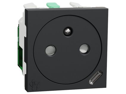 Unica - NU301554E - Zásuvka skrytá 250V/16A + USB C 10.5W, 2.1A, 2M, Antracit