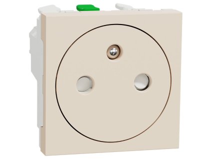 Unica - NU305244E - Zásuvka skrytá 250V/16A 2P+E, clonky, bezskrútková, Béžová