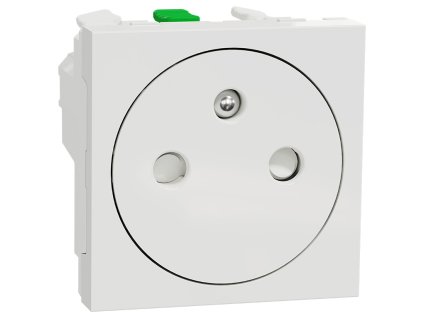 Unica - NU305218E - Zásuvka skrytá 250V/16A 2P+E, clonky, bezskrútková, Biela