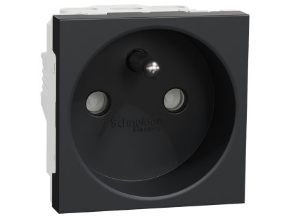 Unica - NU303954E - Zásuvka 250V/16A 2P+E, clonky, skrutky, Antracit