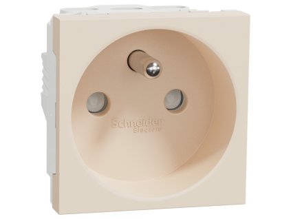 Unica - NU303944E - Zásuvka 250V/16A 2P+E, clonky, skrutky, Béžová