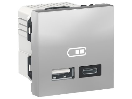 Unica - NU301830 - Dvojitý nabíjací USB konektor A+C 2.4A, 2M, Aluminium