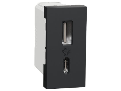 Unica - NU301654 - Dvojitý nabíjací USB konektor A+C 2.4A, 1M, Antracit
