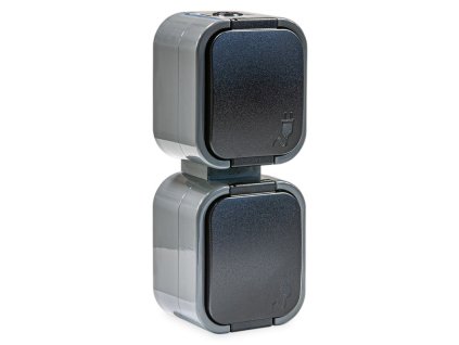 Dvojzásuvka, antracit/čierna, 230V, 16A, IP54 - NT-6B2/P A/Č (z2v)