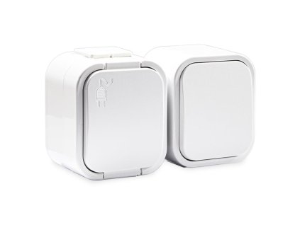 Vypínač č.1 + zásuvka, biela, 230V, 16A, IP54 - GWN-B2 B (č.1/z1h)