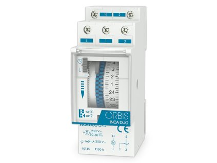 Analógové spínacie hodiny ORBIS INCA DUO QRD do panelu 72x72 mm s intervalom 30 minút