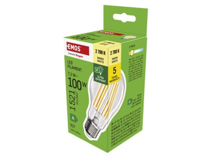 LED žiarovka Filament A60 A CLASS / E27 / 7,2 W (100 W) / 1521 lm / teplá biela - ZF5167