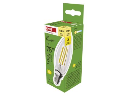 LED žiarovka Filament sviečka / E14 / 7 W (75 W) / 1055 lm / Teplá biela - ZF3D52