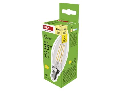 LED žiarovka Filament sviečka / E14 / 1,8 W (25 W) / 250 lm / Teplá biela - ZF3D02