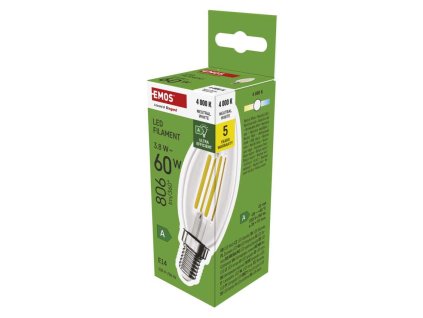LED žiarovka Filament sviečka A CLASS/ E14/3,8 W (60 W) /806 lm /neutrálna biela - ZF3A43