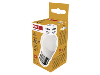 LED žiarovka Basic Mini Globe / E27 / 5,5 W (40 W) / 470 lm / Neutrálna biela - ZL6F23