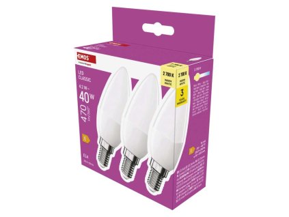 LED žiarovka Classic sviečka / E14 / 4,2 W (40 W) / 470 lm / Teplá biela - ZQ3E21.3
