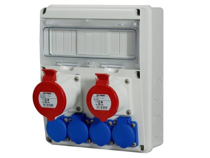 Zásuvková rozvodnica Scame ENERBOX s 11 DIN modulmi a zásuvkami 400V/230V bez ističov