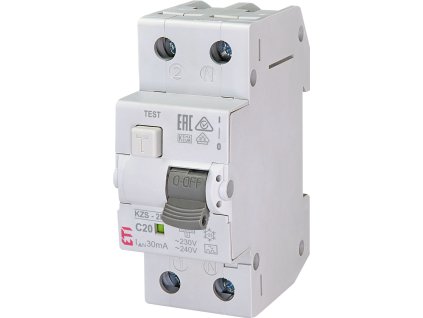Prúdový chránič s ističom KZS-2M - 1p+N/C20A/30mA/A/10kA - 002173225