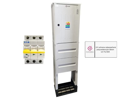 Elektromerový rozvádzač HASMA RE 1.0 FE L FVE pilierový pre ZSD VSD s vypínačom a otvorený