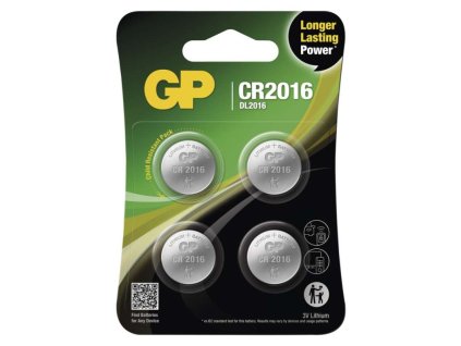 Lítiová gombíková batéria GP CR2016, 4 ks - B32164