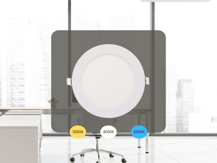 LED vsadený panel NEDES 12W okrúhly biely CCT hliníkový