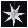 LED hviezda papierová závesná so striebornými trblietkami, biela, 60 cm, vnút. - DCAZ08_3