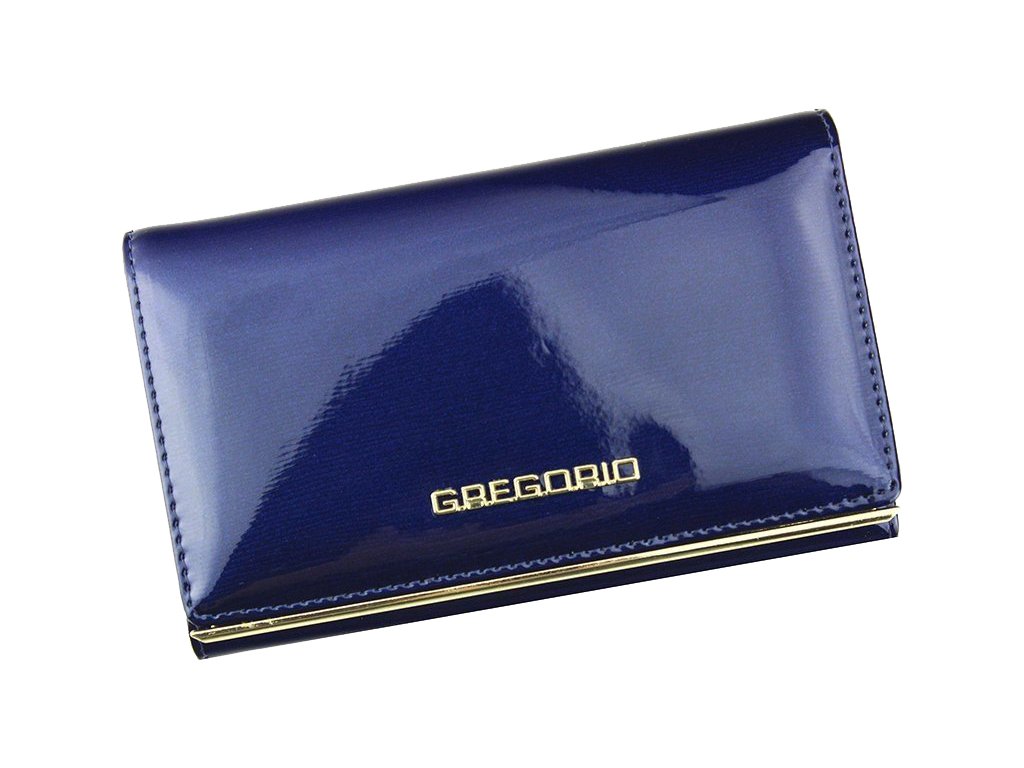 Modrá lakovaná dámská kožená peněženka v dárkové krabičce