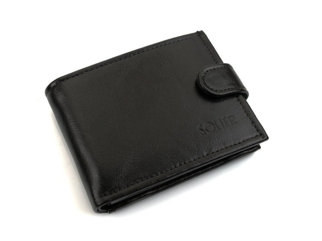 Elegantní kožená pánská peněženka; černá