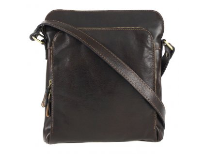 Kožená kvalitní pánská crossbody taška tmavě hnědá