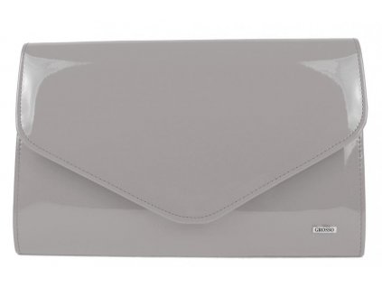 Světle šedá lakovaná společenská listová kabelka; šedá