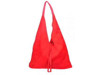 Italská velká kabelka z broušené kůže červená