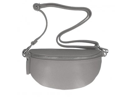 Kožená dámská ledvinka s upravitelným popruhem středně šedá