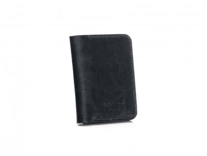 Tenká kožená pánská peněženka s mincovníkem; černá