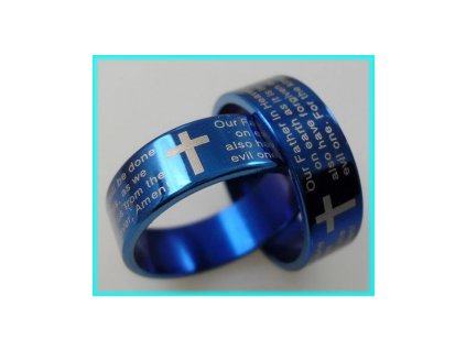 Prsten modrý - Modlitba Páně nerez (Anglicky)