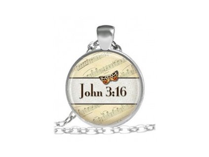 Náhrdelník skleněný - John 3:16