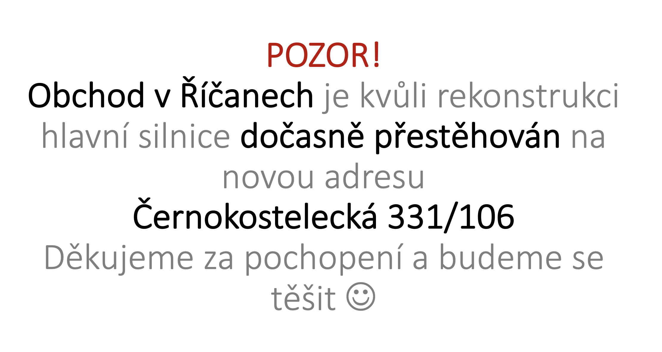dočasná adresa obchodu